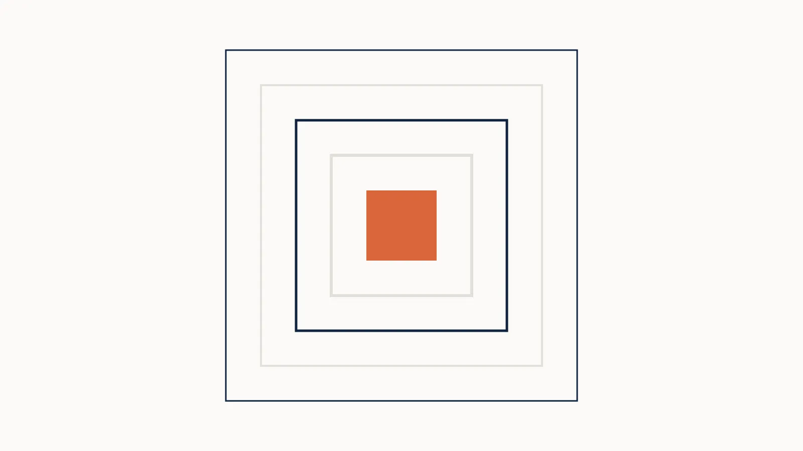 Faixas diagonais claras com blocos sólidos em laranja e azul-marinho, representando faixas de preço